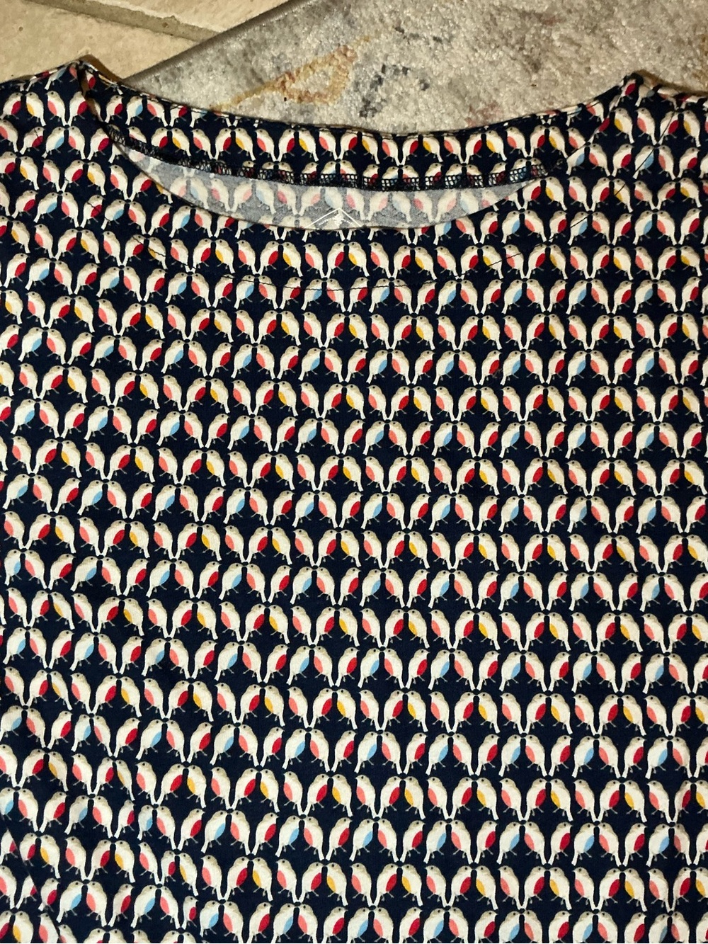 St. John’s Bay Navy Bird Print Boatneck Tee Size Small